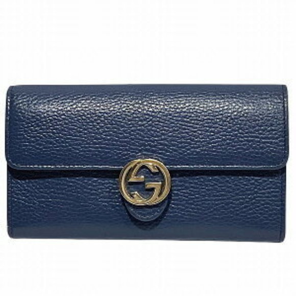 Gucci Blue Bifold Interlocking GG Long Wallet - Picture 1 of 8
